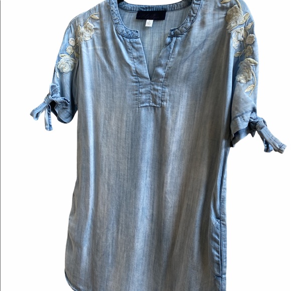 Francesca's Blue Rair chambray tunic top/dress S - Picture 4 of 9
